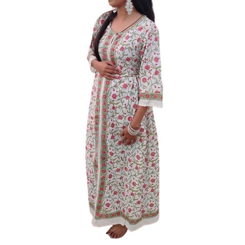 Women Soft Blockprint Red Floral Dress