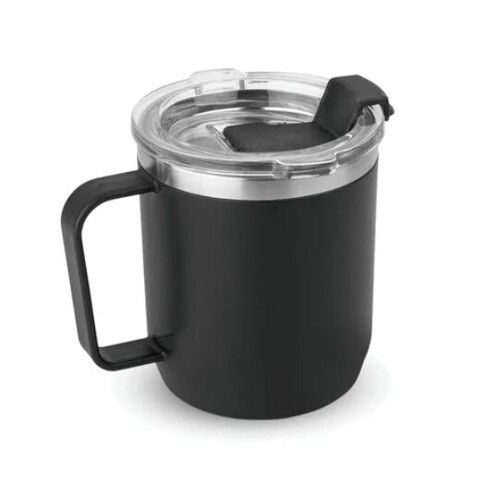 Round Shape Printed Black Stainless Steel Coffee Mug