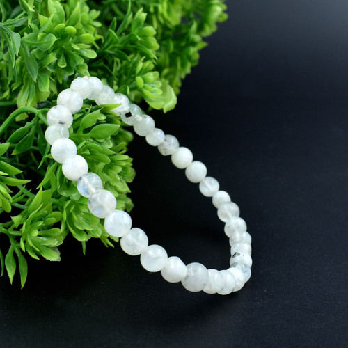 Natural Rainbow Moonstone 6 Mm Beads Bracelet