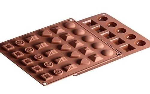 Brown Color Rectangular Shape 30 Cavity 3D Silicone Chocolate Moulds