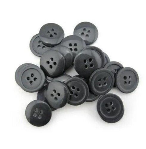 Black Color Round Shape Plastic Shirt Button For Garments