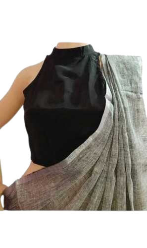 Black Crepe Halter Neck Blouse For Ladies