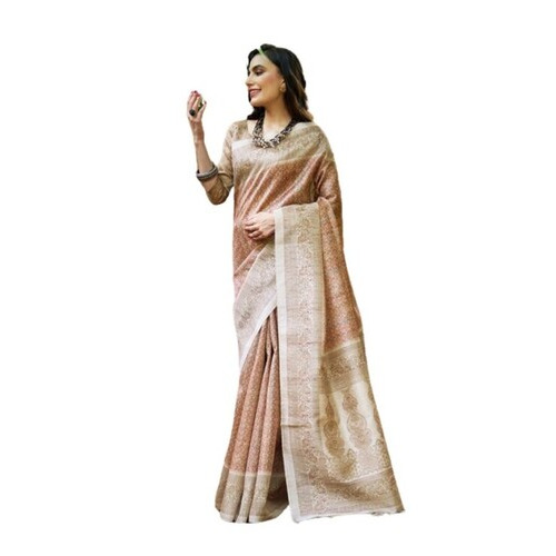 Shiny Printed Silk Saree - Color: Multicolor