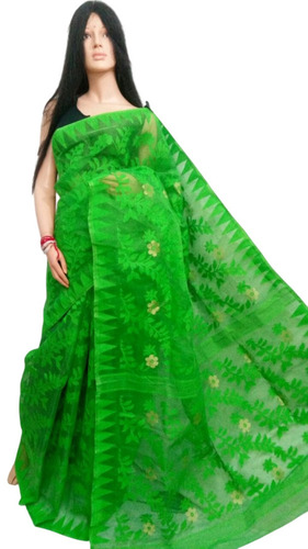 Dhakai Jamdani Saree For Festive Wear - Wrinkle Free, Wear Resistant Fabric, Printed Pattern, Various Sizes