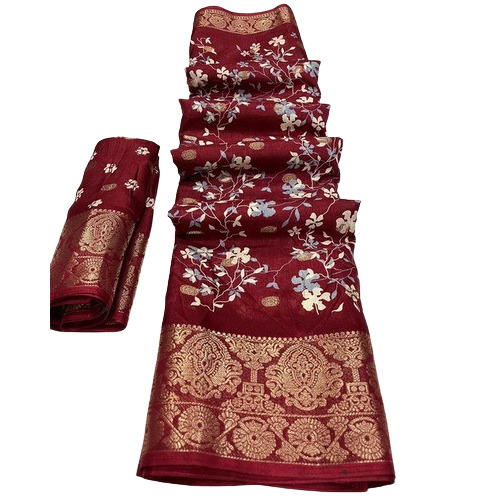 Embroidered Dola Silk Saree - Color: Various Sizes Are Available