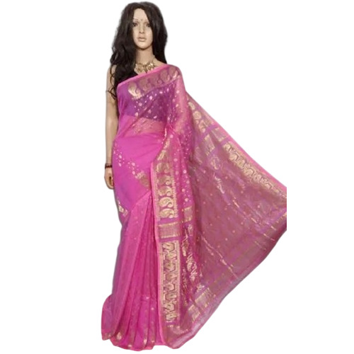 Light Pink Cotton Silk Jori Jamdani Saree - Colorfast Lightweight Fabric | Comfortable to Wear Printed Design Suitable for All Seasons