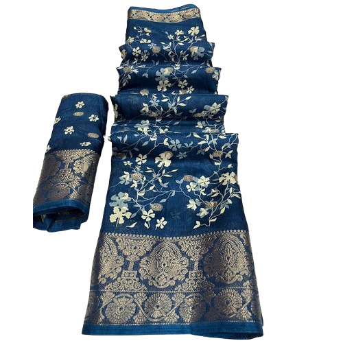 Party Wear Dola Silk Saree - Smooth Texture, Various Sizes Available | Elegant Look, Easy To Wash, Fade Resistant, Embroidered Design