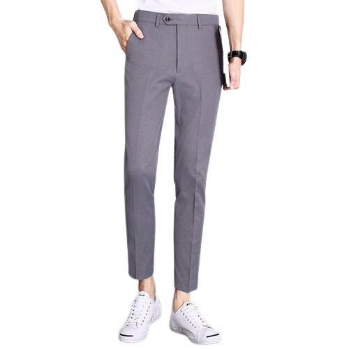 Grey Color Plain Pattern Pure Cotton Slim Fit Formal Pants at Best ...