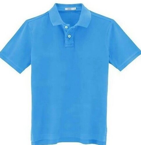 Blue Color Hosiery Plain Men Collar T Shirt For Casual Wear