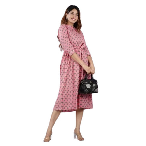 Light Pink Printed Cotton Dress