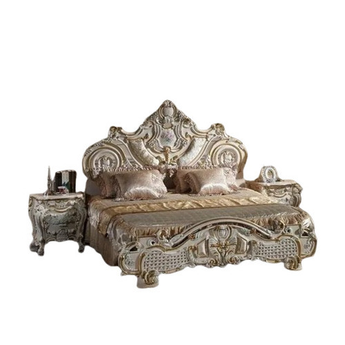 Wooden Carved Double Bed - Color: Brown