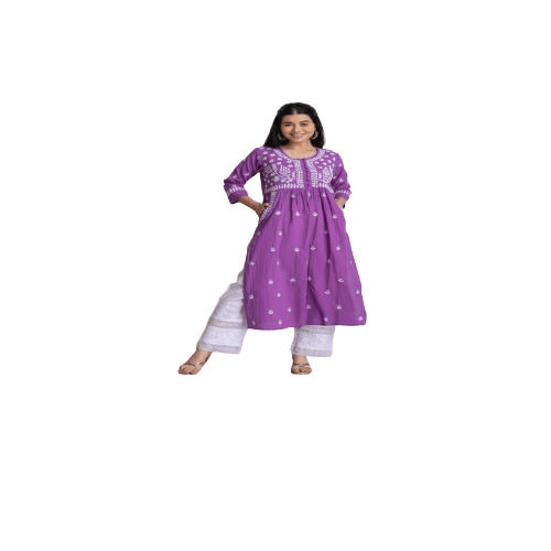 Ladies 3/4th Sleeves Printed Casual Cotton Kurtis