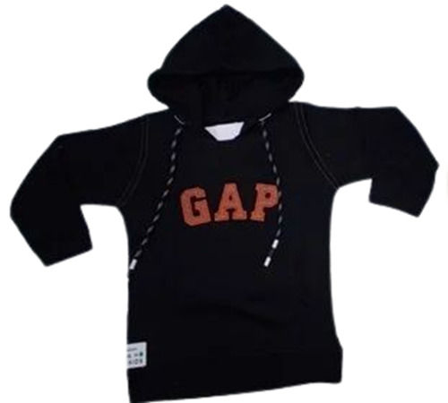 Black Color Full Sleeves Printed pattern Kids Hoodies