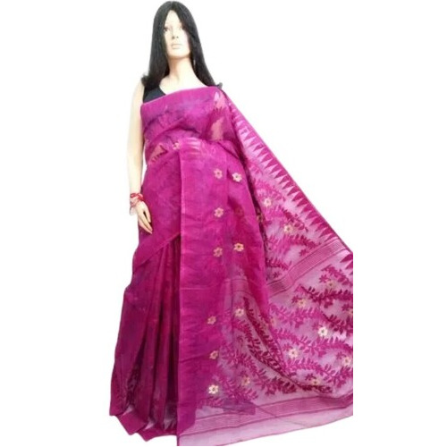 Cotton Silk Soft Dhakai Jamdani Handloom Saree For Festive - Color: Comes In Various Colors