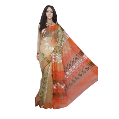 Cotton Silk Soft Dhakai Jamdani Handloom Saree - Glossy Finish, Multi Color Printed Design | Stylish Elegance for All Seasons