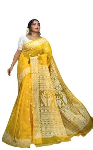 Yellow Color Dhakai Jamdani Sarees