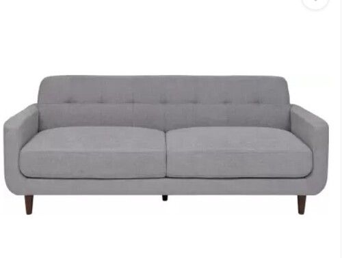 Grey Color Rectangular Shape Plain Pattern Three Seater Sofa