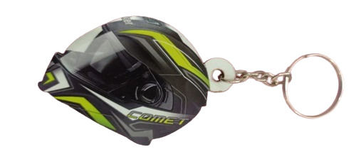 Black Color Printed Helmet Keyrings For Promotion