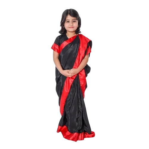 Designer Kids Saree - Lightweight Cotton Blend, Trendy Colors | Easy to Wash, Enhances Wearer's Beauty, Suitable for All Seasons