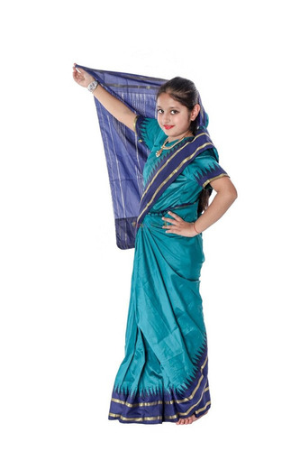 Wrinkle Free Kids Saree - Lightweight Cotton Blend | Colorfast, Comfortable for All Seasons, Available in Various Colors, Plain Pattern