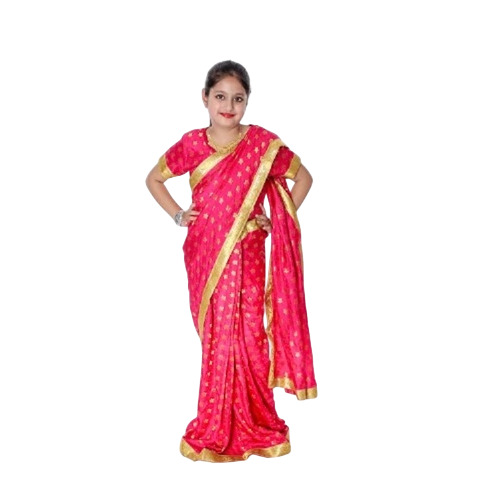 Printed Kids Saree - Soft Touch Fabric, Wear Resistant, No Color Fade | Available in Various Colors for All Seasons