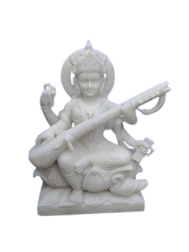 White Marble Saraswati Statue For Religious