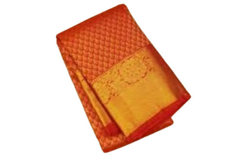 Orange Color Printed Pattern Kanchpuram Saree For Traditional