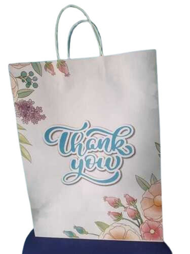 White Color Printed Pattern Gift Paper Bags For Gifting