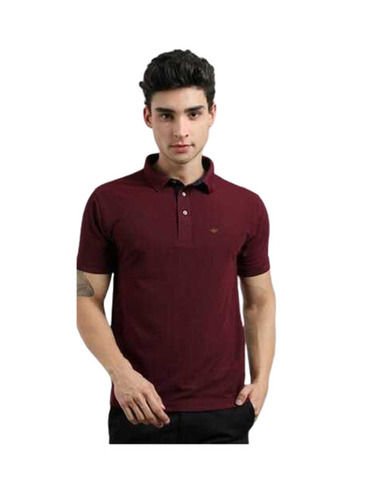 Casual Wear Readymade Regular Fit Short Sleeves Polo Neck Plain Mens T Shirts