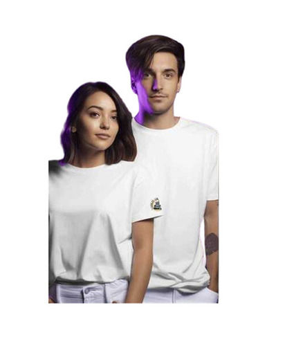 Plain Round Neck T-Shirt - Cotton Fabric, Customized Sizes, Regular Fit | White Color, Short Sleeves, Fade & Wrinkle Resistance