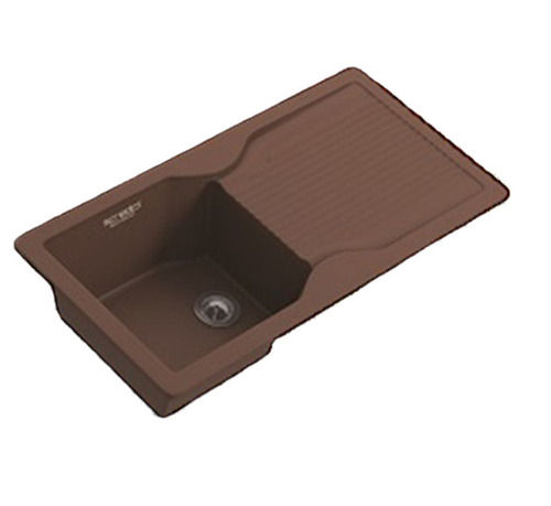 Double Bowl Kitchen Sink - Metal 37x18 inches, Brown Color - Polished Surface, Easy to Install, Easy to Clean, Water and Scratch Resistant