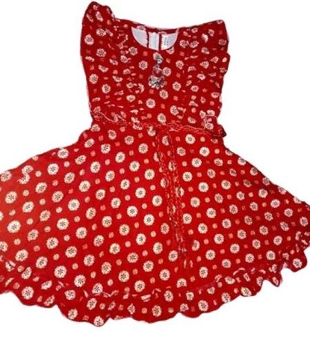 Printed Red Color Girls frocks