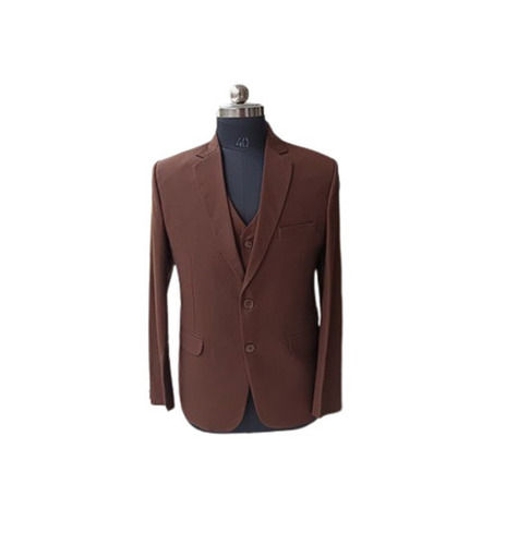 Brown Cotton Long Sleeve Casual Blazer - Regular Fit, Notched Lapel, Button Closure, Customized Sizes M-XXL, Plain Design