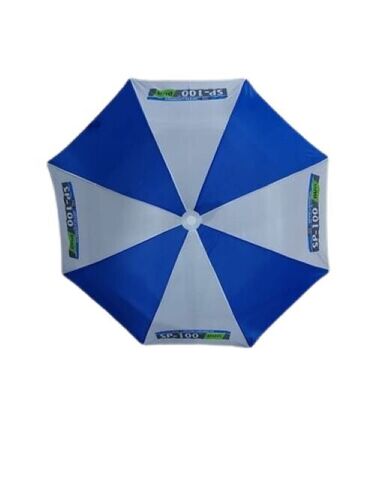 Round Shape Printed Promotional Umbrella - Stainless Steel Handle, 25 Inch Canopy, Blue and White, Foldable, Raining Season Use, Polyester Material