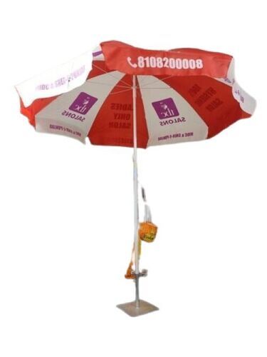 White And Red Color Polyester Garden Umbrella