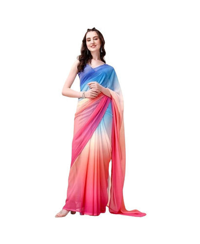 Casual Wear Light Weighted Shrink Resistant Breathable Plain Georgette Ladies Sarees