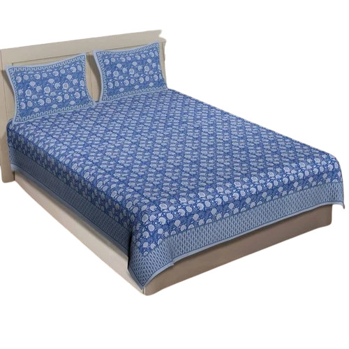 Jaipuri Cotton Printed King Size Bedsheet Set - Color: Multicolor