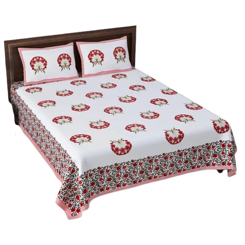 Jaipuri Pure Cotton Printed King Size Bedsheet Set - Color: Multicolor