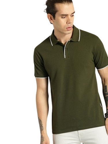 Short Sleeves Plain Pattern Polo T Shirt For Mens 