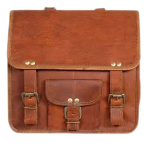 Leather Office Bag - Durable Leather,  Complete Finishing, Dark Brown & Black | Comfortable Unisex Shoulder Bag with Plain Pattern