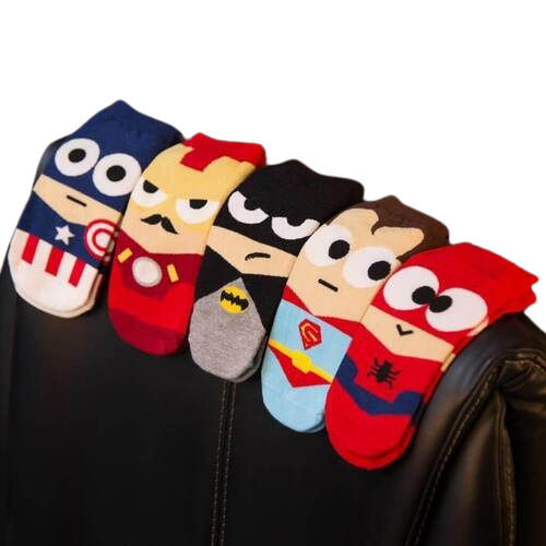 Superheroes Free Size Multicolor Unisex Ankle Socks