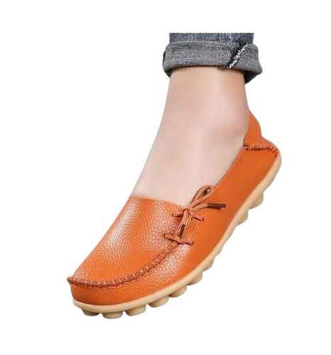 Light Weighted Comfortable Fit Slip Resistant Sole Plain Genuine Leather Ladies Loafers