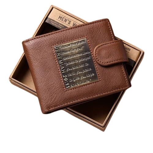 Brown Color Square Shape Foldable Genuine Leather Wallet