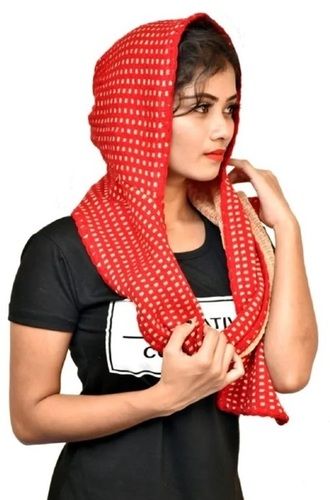 Red Color Printed Pattern Ladies Woolen Scarf