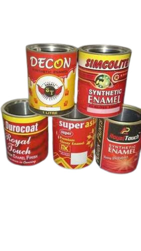 Paint Tin - Stainless Steel Round Shape Multicolor | Very Good Quality Polished Finish Durable with Enamel White Laying Screen Printed