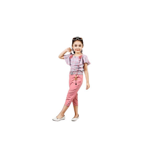 Girls Multicolor Casual Lycra Top Pants Set