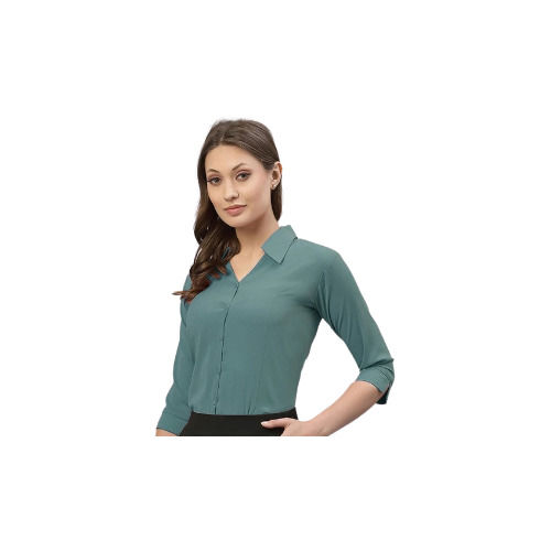 Women Plain Full Sleeves Casual Satin Shirt