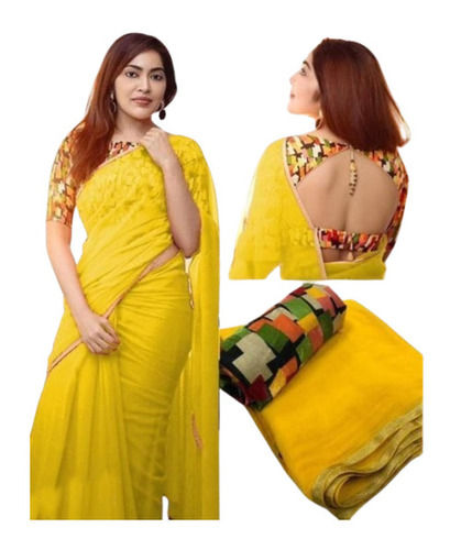 Yellow Saree - Fabric Type: Cotton Silk