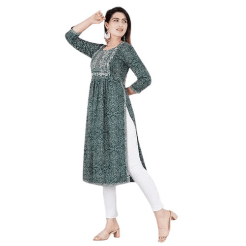 Ladies Kurtis - Stitched Cotton Canvas, Superior Quality for Adults | Anti-Wrinkle, Quick Dry, Breathable, Customized Logo, Printed Bohemian Style, 3-4th Sleeve