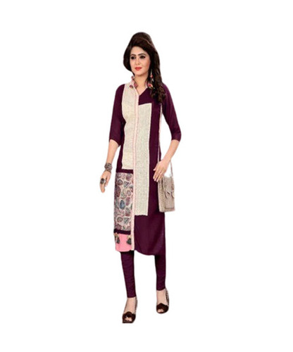 Ladies Chiffon Kurti - Long, 3-4th Sleeve, Regular Fit | Breathable, Quick Dry, Machine Washable, Available in M, L, XL, Plain Pattern for All Seasons